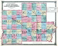 Wayne, Jefferson, Franklin, Hamilton and White Counties Map, Illinois State Atlas 1875